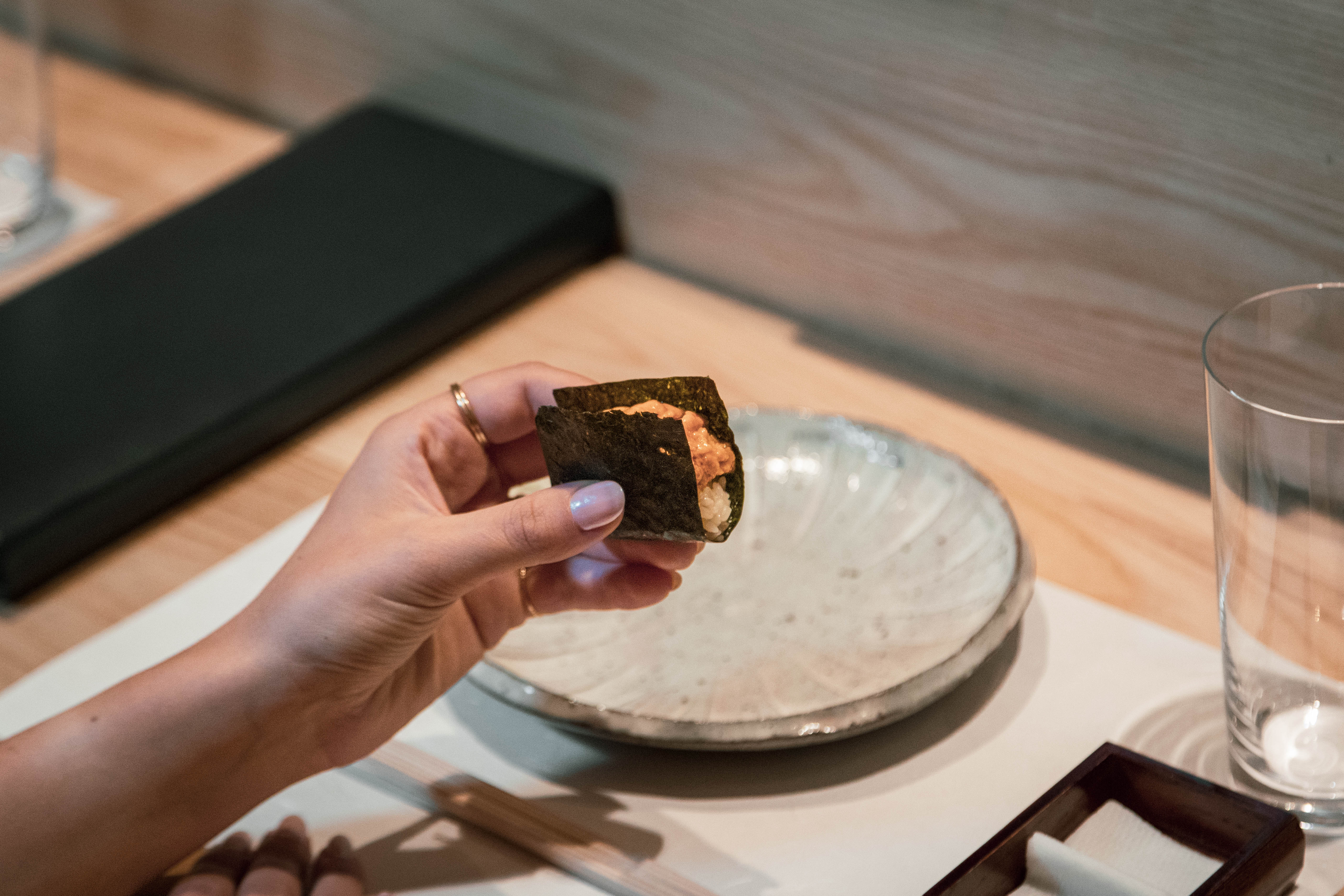 Hand roll served at Sushi Amane