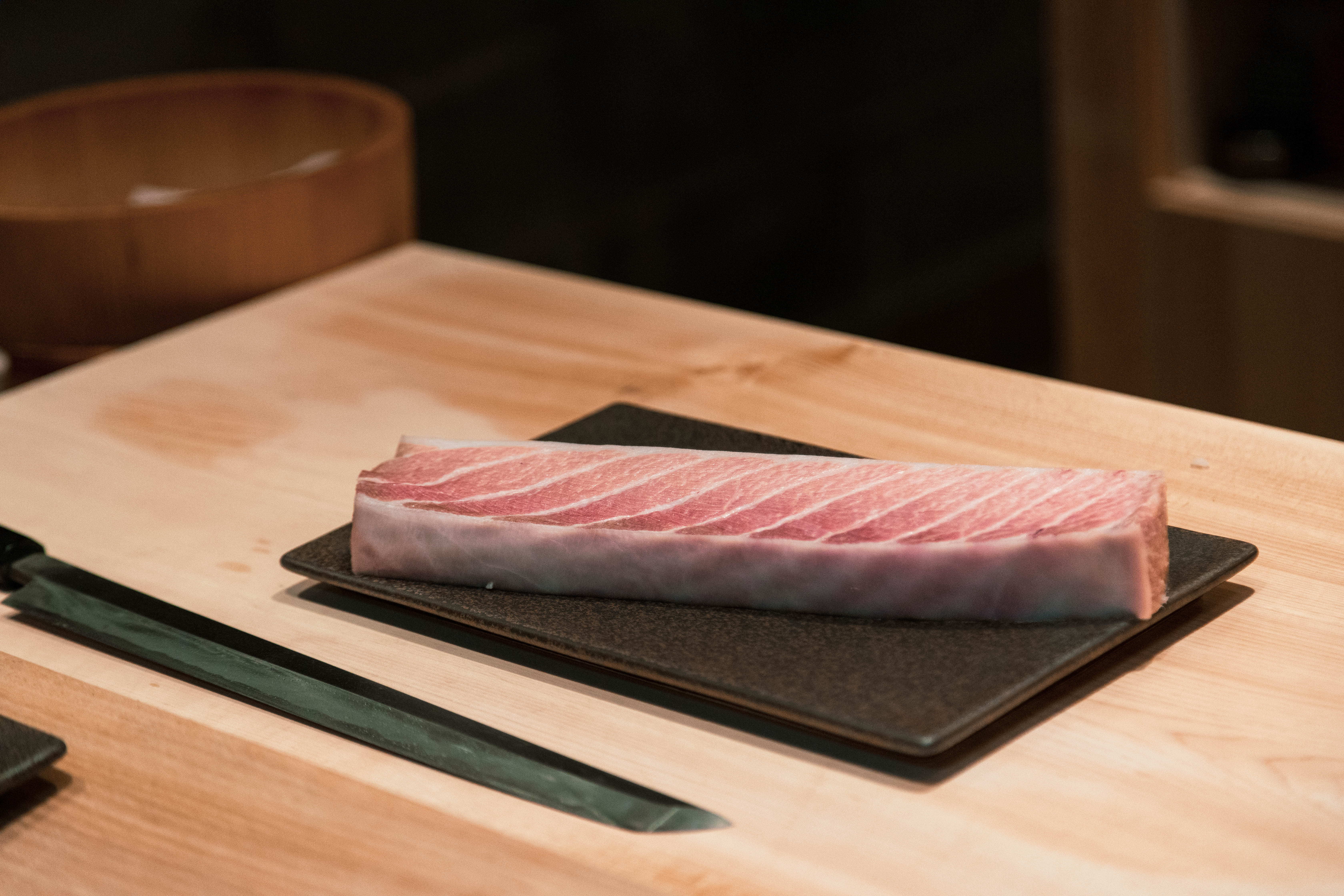 Tuna prepared at the Sushi Amane counter