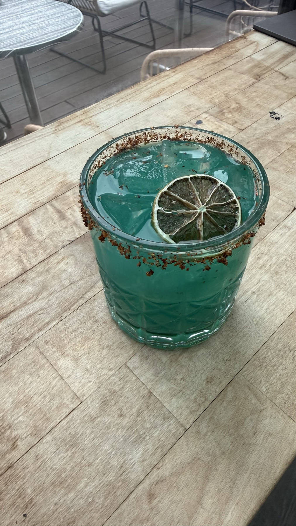 Blue citrus cocktail at Wano Terrace